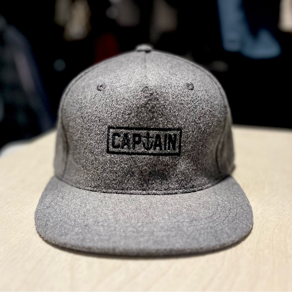 Captain Fin Co. 45% wool cap in grey clean and warm surf check hat.